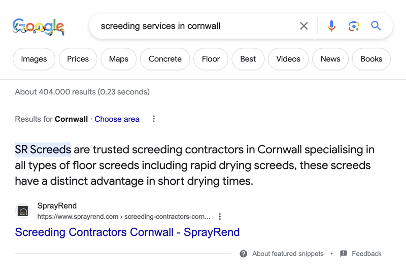 Google search featured snippet